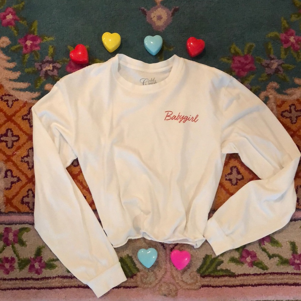 Gold Crush Long Sleeve Cropped “Babygirl” Tee